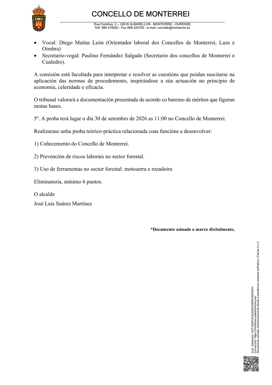 Edicto do Concello de Monterrei do 24 de setembro de 2026. Lista provisional de admitidos, páxina 2